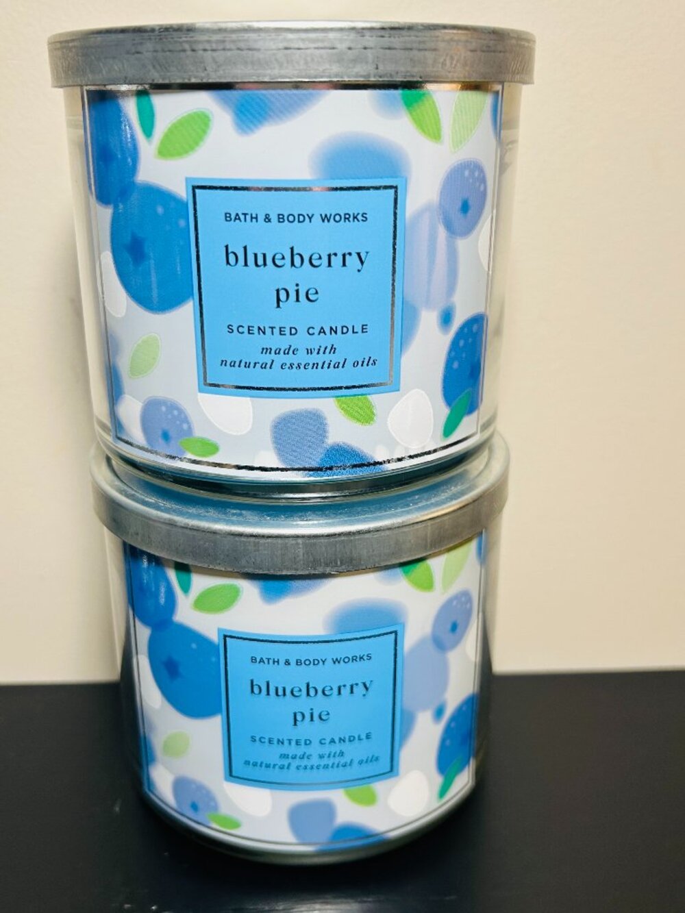 (2) Bath & Body Works Blueberry Pie 3-Wick Candles NEW